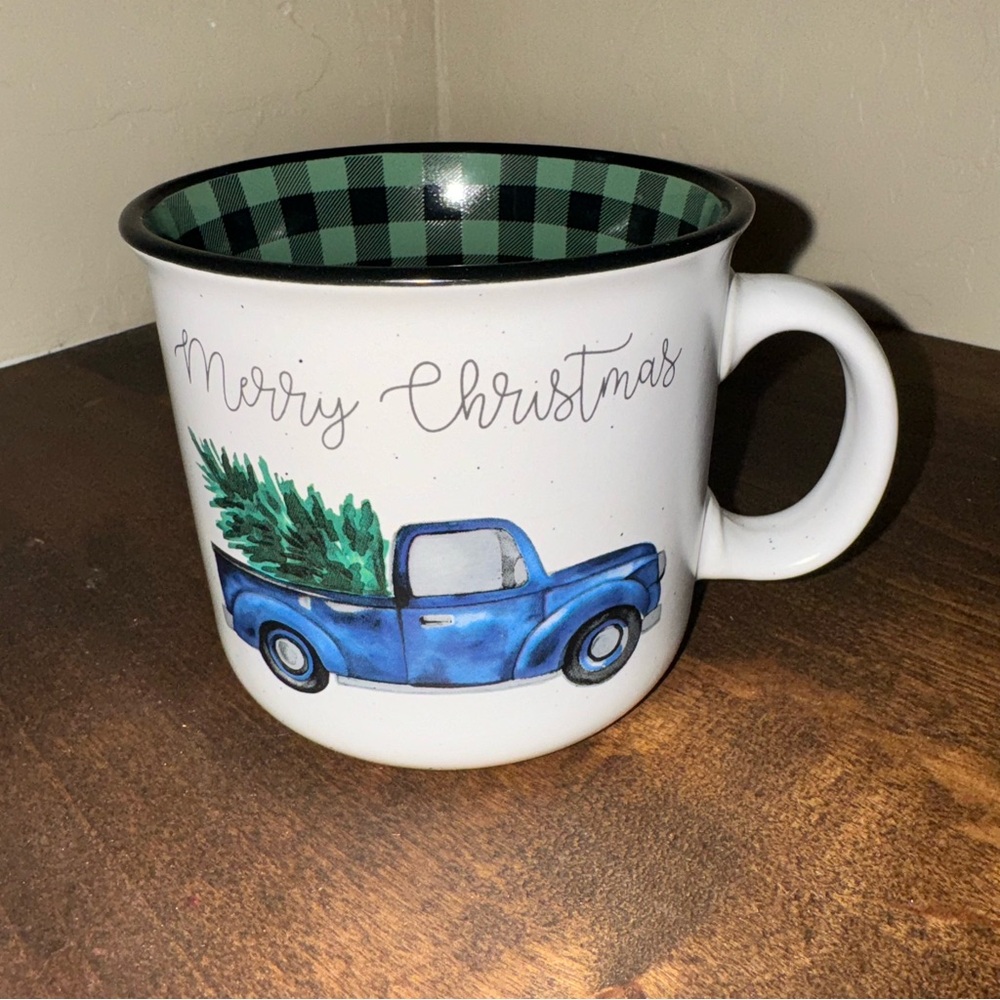 Peppermint & Pine Merry Christmas Blue Truck Mug